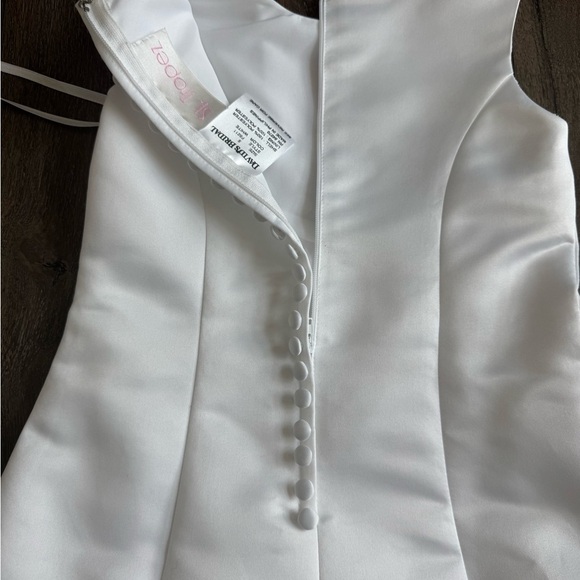 David’s Bridal Flower Girl Dress. St. Tropez brand, girls size 5.  White. - Picture 10 of 13